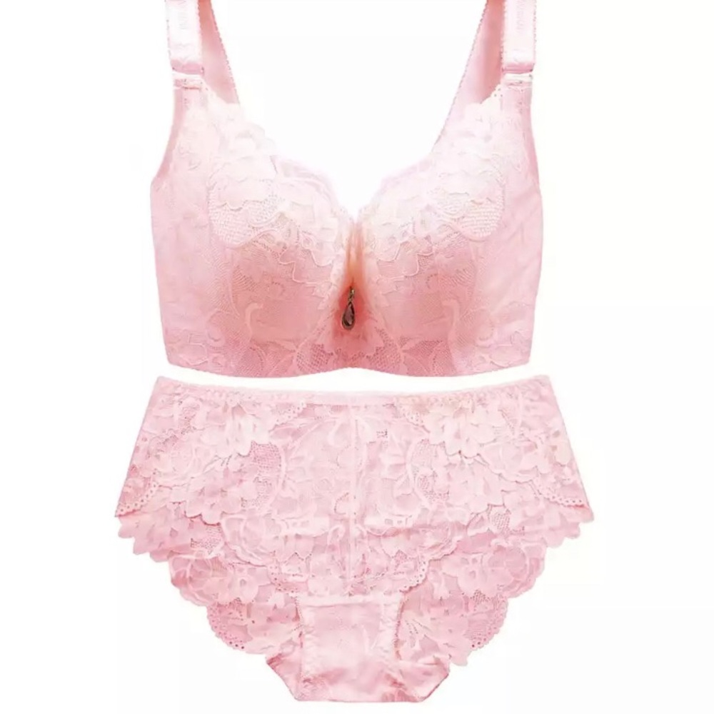 NWT BRA & PANTY D set Blush pink longline M-XXL pale pink bundle strong support - Picture 2 of 11